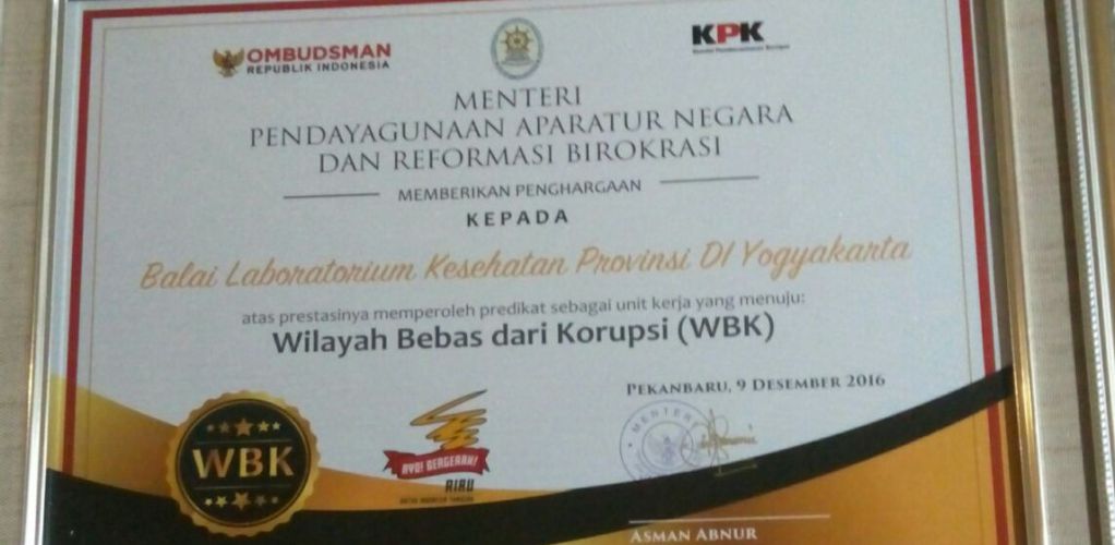 BALAI LABKES DIY RAIH PENGHARGAAN WBK
